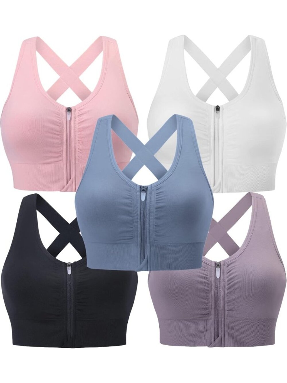 Post-Surgery Zip Front Sports Bra | Wireless Padded Mastectomy Support Bra